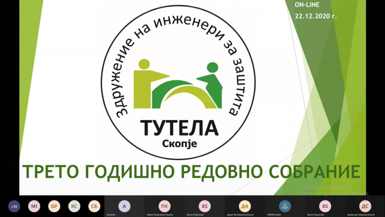 СЕ ОДРЖА ТРЕТОТО РЕДОВНО ГОДИШНО СОБРАНИЕ НА ЗДРУЖЕНИЕТО НА ИНЖЕНЕРИ ЗА ЗАШТИТА ТУТЕЛА, СКОПЈЕ