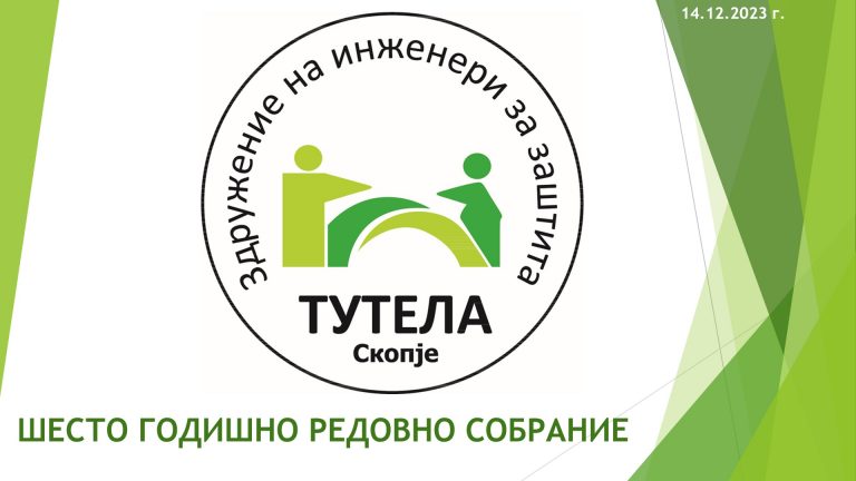 ЗАВРШИ ШЕСТОТО ГОДИШНО РЕДОВНО СОБРАНИЕ на Здружението на инженери за заштита ТУТЕЛА, Скопје